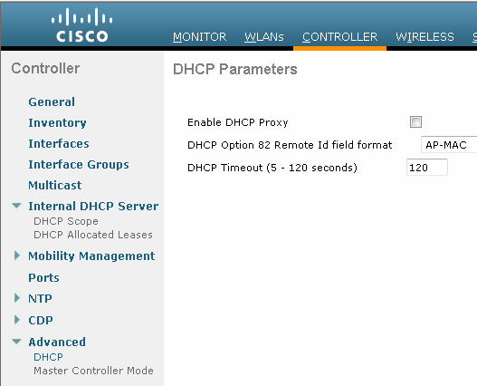 WLC DHCP Proxy